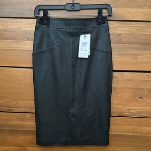 NWT Reiss Reagan Leather Ponte Skirt in Black UK 4 / US 0